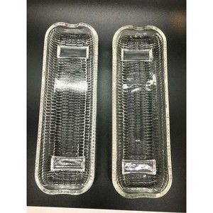 2 NORPRO Pressed Glass Corn on the Cob Dishes BRAZIL Kernel Impressions Vintage